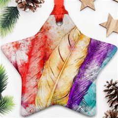 Feathers Bird Animal Art Abstract Star Ornament (two Sides) by Nexatart