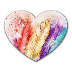 Feathers Bird Animal Art Abstract Heart Mousepads by Nexatart