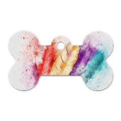 Feathers Bird Animal Art Abstract Dog Tag Bone (one Side) by Nexatart