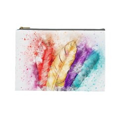 Feathers Bird Animal Art Abstract Cosmetic Bag (large)  by Nexatart