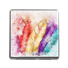 Feathers Bird Animal Art Abstract Memory Card Reader (square) by Nexatart