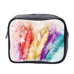 Feathers Bird Animal Art Abstract Mini Toiletries Bag 2-side by Nexatart