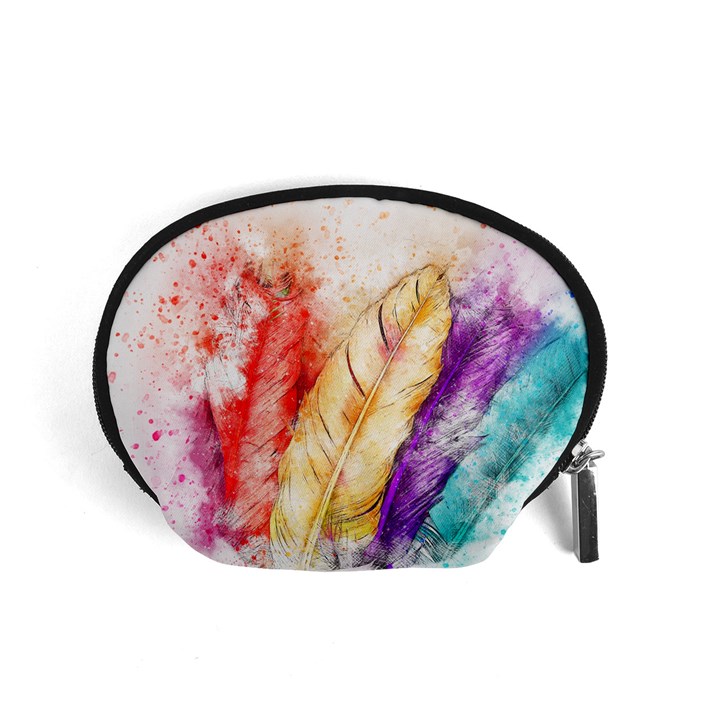 Feathers Bird Animal Art Abstract Accessory Pouches (Small) 