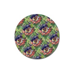 Background Square Flower Vintage Magnet 3  (round) by Nexatart