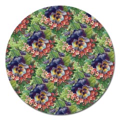 Background Square Flower Vintage Magnet 5  (round) by Nexatart