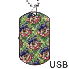 Background Square Flower Vintage Dog Tag Usb Flash (two Sides) by Nexatart