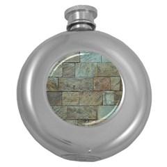 Wall Stone Granite Brick Solid Round Hip Flask (5 Oz) by Nexatart