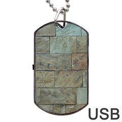 Wall Stone Granite Brick Solid Dog Tag Usb Flash (two Sides) by Nexatart