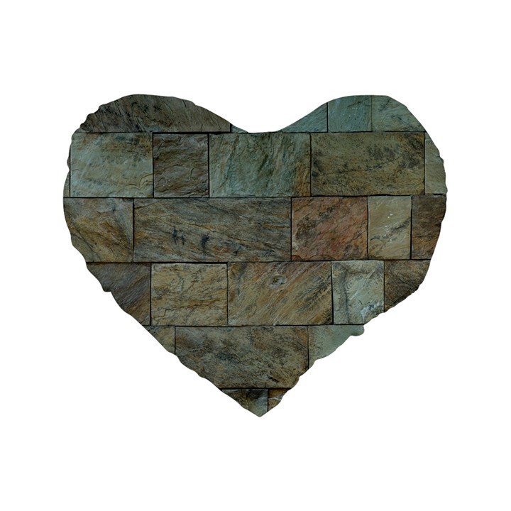 Wall Stone Granite Brick Solid Standard 16  Premium Heart Shape Cushions