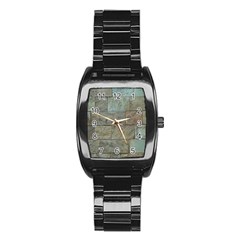 Wall Stone Granite Brick Solid Stainless Steel Barrel Watch by Nexatart