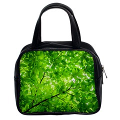 Green Wood The Leaves Twig Leaf Texture Classic Handbags (2 Sides) by Nexatart