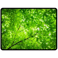 Green Wood The Leaves Twig Leaf Texture Double Sided Fleece Blanket (large)  by Nexatart