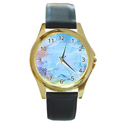 Background Art Abstract Watercolor Round Gold Metal Watch by Nexatart