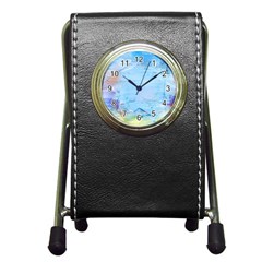 Background Art Abstract Watercolor Pen Holder Desk Clocks