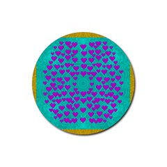 Raining Love And Hearts In The  Wonderful Sky Rubber Coaster (round)  by pepitasart