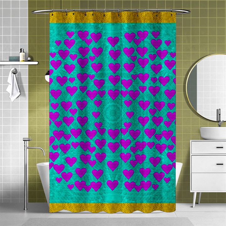 Raining Love And Hearts In The  Wonderful Sky Shower Curtain 48  x 72  (Small) 