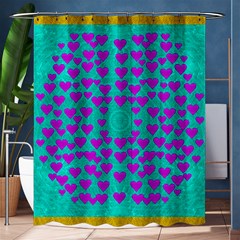 Raining Love And Hearts In The  Wonderful Sky Shower Curtain 60  X 72  (medium)  by pepitasart