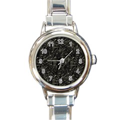 Abstract Collage Patchwork Pattern Round Italian Charm Watch by dflcprints