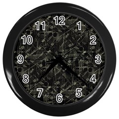 Abstract Collage Patchwork Pattern Wall Clocks (black) by dflcprints