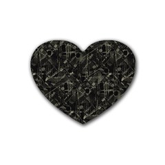 Abstract Collage Patchwork Pattern Rubber Coaster (heart)  by dflcprints