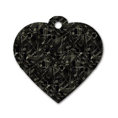 Abstract Collage Patchwork Pattern Dog Tag Heart (one Side) by dflcprints