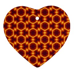 Black And Orange Diamond Pattern Ornament (heart) by Fractalsandkaleidoscopes