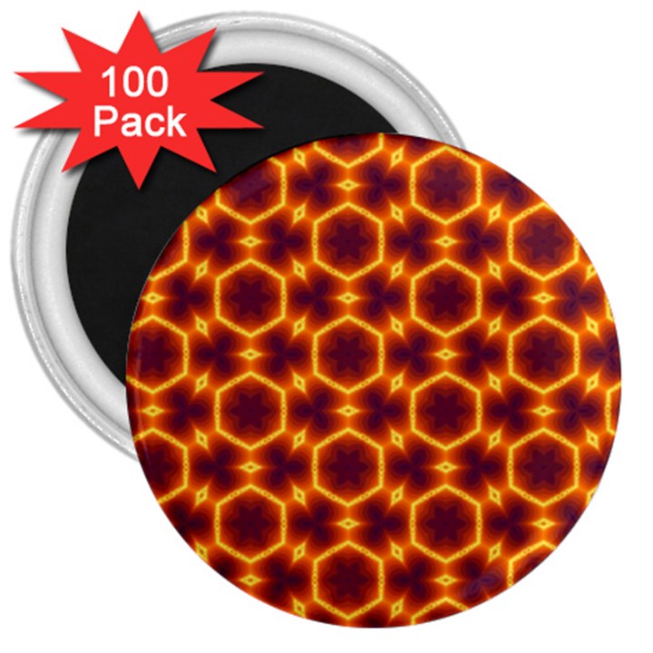 Black and Orange Diamond Pattern 3  Magnets (100 pack)