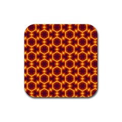 Black And Orange Diamond Pattern Rubber Coaster (square) 