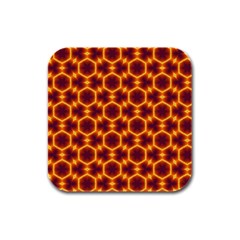 Black And Orange Diamond Pattern Rubber Square Coaster (4 Pack) 