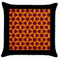 Black And Orange Diamond Pattern Throw Pillow Case (black) by Fractalsandkaleidoscopes