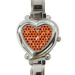 Black and Orange Diamond Pattern Heart Italian Charm Watch Front