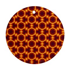 Black And Orange Diamond Pattern Round Ornament (two Sides)