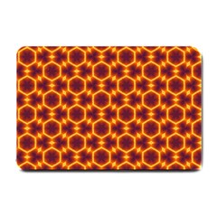 Black And Orange Diamond Pattern Small Doormat  by Fractalsandkaleidoscopes