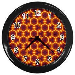 Black And Orange Diamond Pattern Wall Clocks (black)