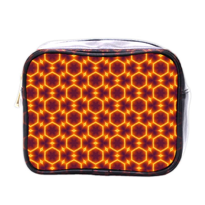 Black and Orange Diamond Pattern Mini Toiletries Bags