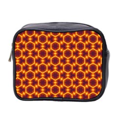 Black And Orange Diamond Pattern Mini Toiletries Bag 2-side