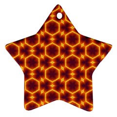 Black And Orange Diamond Pattern Star Ornament (two Sides) by Fractalsandkaleidoscopes