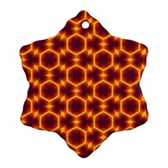 Black And Orange Diamond Pattern Ornament (snowflake) by Fractalsandkaleidoscopes