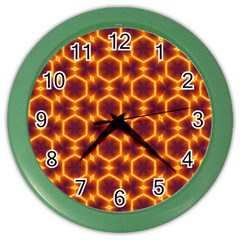 Black And Orange Diamond Pattern Color Wall Clocks by Fractalsandkaleidoscopes