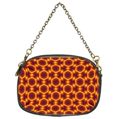 Black And Orange Diamond Pattern Chain Purses (two Sides)  by Fractalsandkaleidoscopes