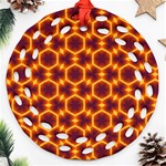 Black and Orange Diamond Pattern Round Filigree Ornament (Two Sides) Back