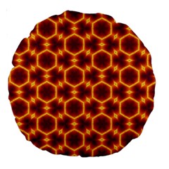 Black And Orange Diamond Pattern Large 18  Premium Round Cushions by Fractalsandkaleidoscopes