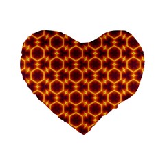 Black And Orange Diamond Pattern Standard 16  Premium Heart Shape Cushions by Fractalsandkaleidoscopes