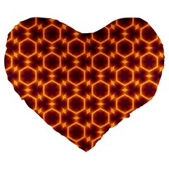 Black And Orange Diamond Pattern Large 19  Premium Heart Shape Cushions by Fractalsandkaleidoscopes