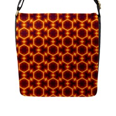 Black And Orange Diamond Pattern Flap Messenger Bag (l)  by Fractalsandkaleidoscopes