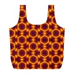 Black And Orange Diamond Pattern Full Print Recycle Bags (l)  by Fractalsandkaleidoscopes