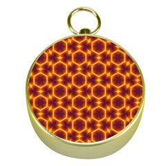 Black And Orange Diamond Pattern Gold Compasses by Fractalsandkaleidoscopes