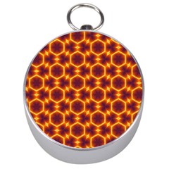 Black And Orange Diamond Pattern Silver Compasses by Fractalsandkaleidoscopes