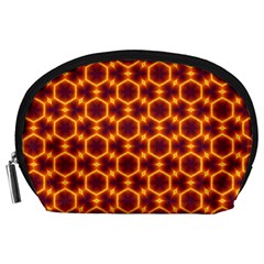 Black And Orange Diamond Pattern Accessory Pouches (large)  by Fractalsandkaleidoscopes