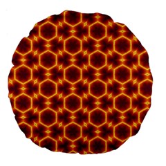 Black And Orange Diamond Pattern Large 18  Premium Flano Round Cushions by Fractalsandkaleidoscopes